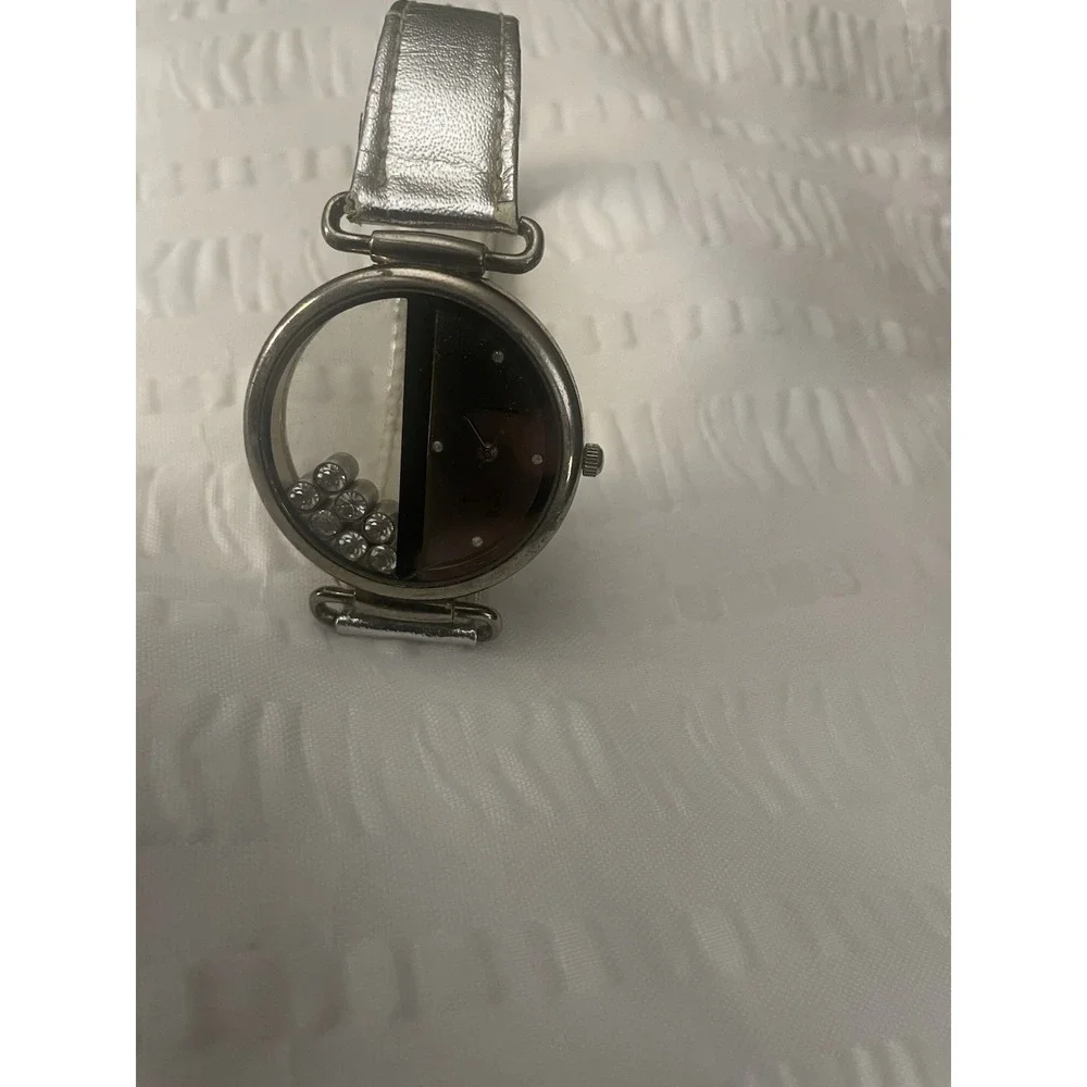 Vtg Ronica Watch Women Tone Floating Crystals Silver Bling *Don't Work*